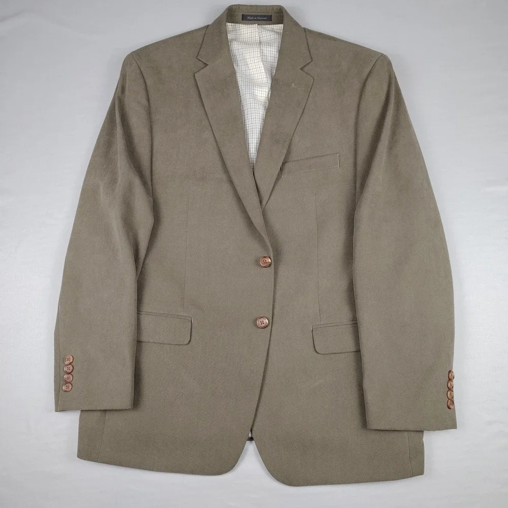 Lauren Ralph Lauren Sport Coat Men's 44R Taupe Faux Suede Blazer Preppy